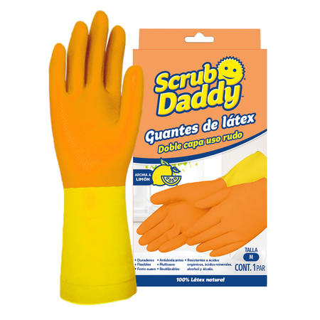 Guantes de Látex doble capa uso rudo, Scrub Daddy, talla G.