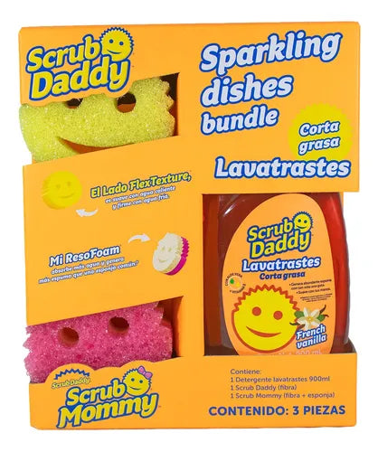 Cargar la imagen en el visor de la galería, Sparkling Dishes Bundle | Lavatrastes + Scrub Daddy + Mommy French Vanilla
