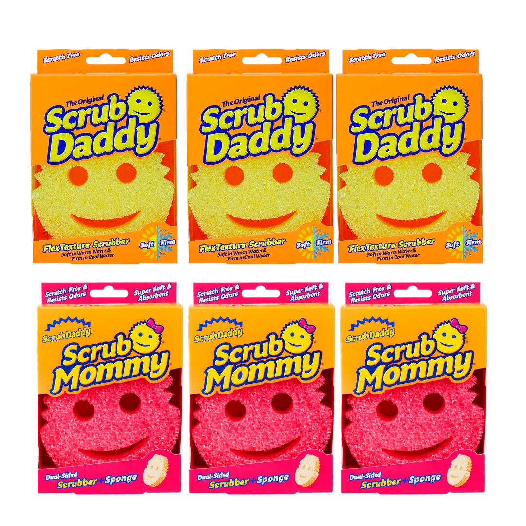 6 Pack Scrub Daddy (3 Scrub Daddy + 3 Scrub Mommy)