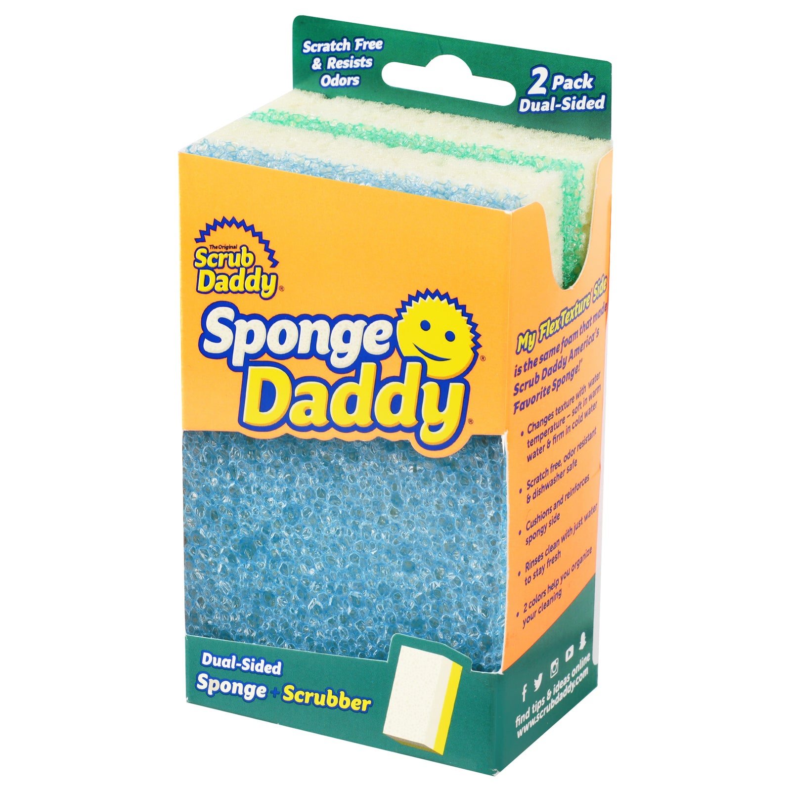  Scrub Daddy Juego de esponja – Sad Daddy – FlexTexture Scrubber  and Scrub Mommy de doble cara esponja y restregador; Suave en el agua tibia  y firme en eñ frío, no